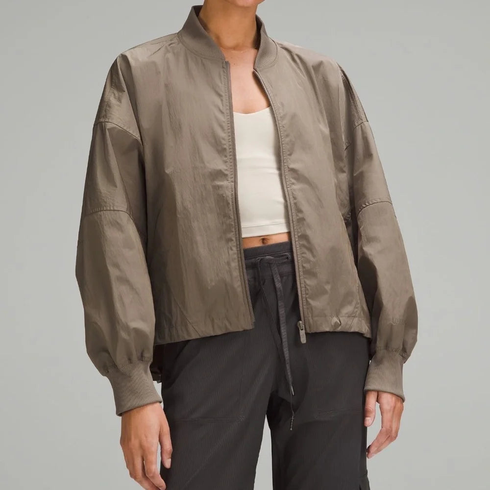 Lightweight Hem-Cinch Bomber Jacket.