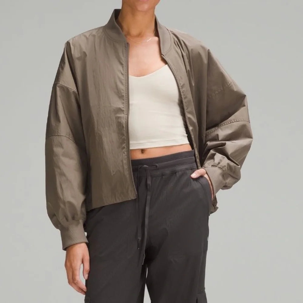 Lightweight Hem-Cinch Bomber Jacket.