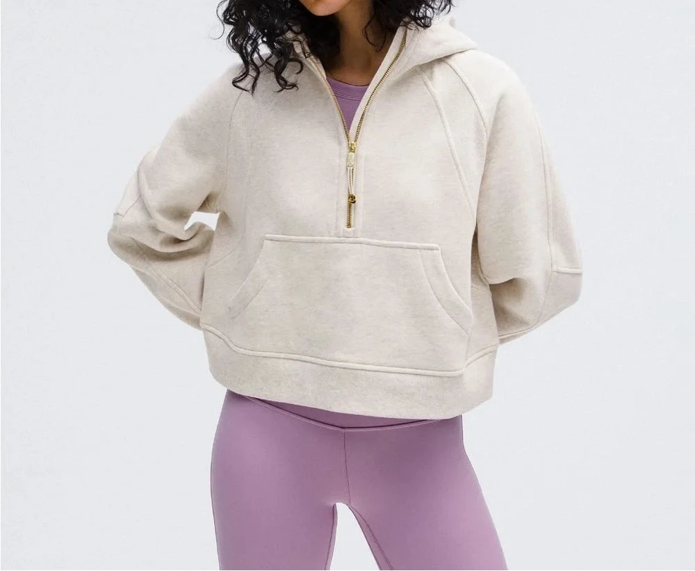 Scuba Oversized Half-zip Hoodie COLOR Heathered Bone/Gold
