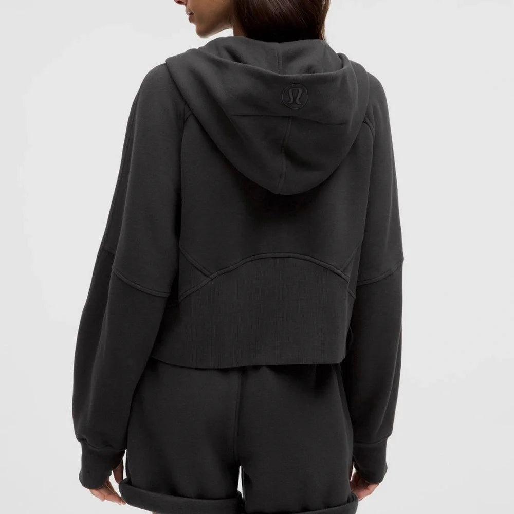 Scuba Oversized Full-Zip Hoodie Black Women's Zip-Up Hoodie by
