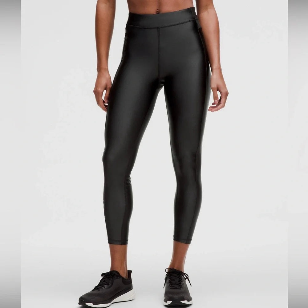 Satin Shine High-Rise Tight 25" Black Women's High-Waisted